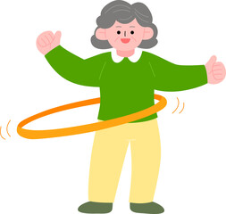 훌라후프 운동하는 할머니