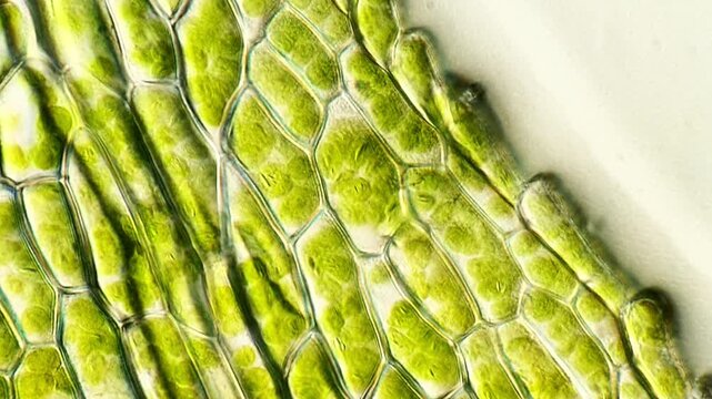 High Resolution Footage of Moss Leaf Cell Structure