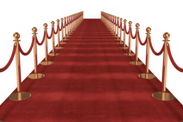 Red carpet with stanchions and velvet rope