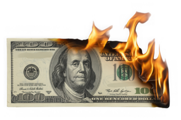 Dollar bill burning