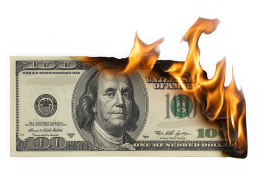 Dollar bill burning