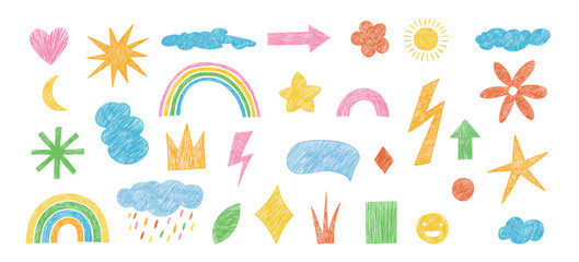 Abstract cloud and flower shapes sticker pack. Vector set of abstract organic shapes. Groovy funky flower, bubble, star, loop, waves in trendy retro 90s 00s cartoon style