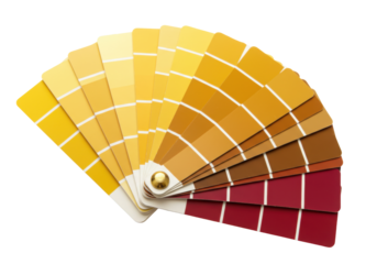 Isolated swatch fan with yellow, orange, brown, and red color variations for home decor