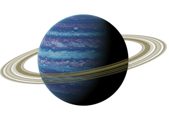 Isolated view of a blue gas giant planet with rings in space, celestial body, planetscape © Dennis