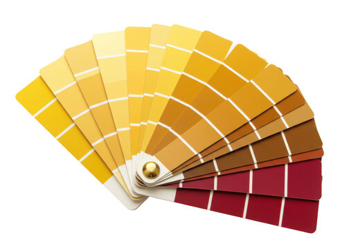 Isolated swatch fan with yellow, orange, brown, and red color variations for home decor