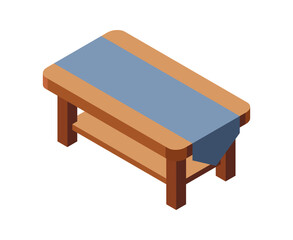 Isometric table. Wooden table. Modern table. Isometric home furniture. Living room furniture