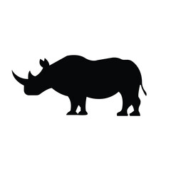 Rhino vector illustration, wild animal silhouette