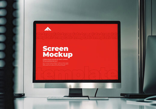 Desktop Monitor Screen Mockup on a Modern Office Desk for Digital Display