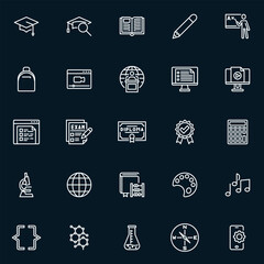 Education and knowledge line icon set