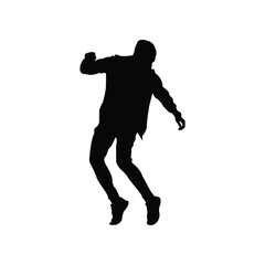 silhouette of a man, dancing step
