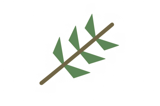 Green plant branch with leaves on a transparent background, depicting nature, growth, and organic concepts