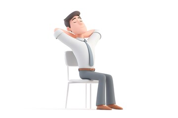 Relaxed 3D Cartoon Businessman Taking a Break