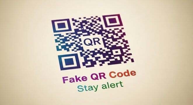 Warning: fake qr code awareness with multicolored design