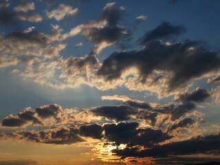 Dramatic Sunset Sky with Golden Clouds