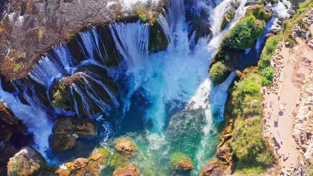 Aerial view of &Scaron;trbački buk waterfalls, Una River, Bosnia and Herzegovina