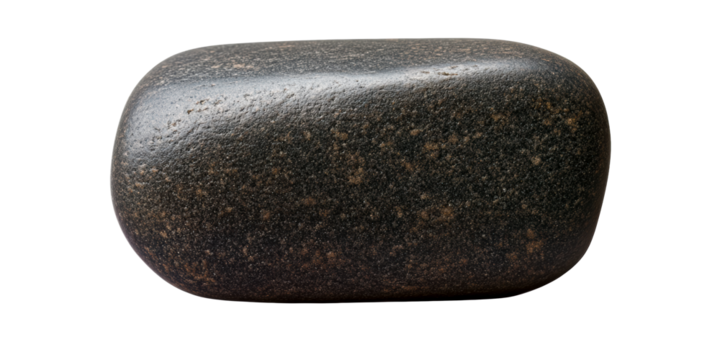 Smooth dark grey pebble with textured surface