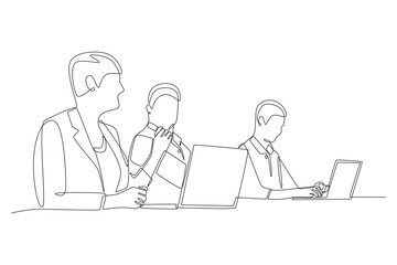 Business meetings concept one-line drawing