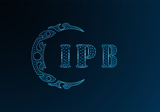 Low poly letter logo IPB design. IPB letter logo low poly vector design on blue color gradient background. IPB logo low poly design