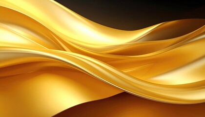 Elegant gold cloth flowing gracefully against a dark background, the folds creating a sense of luxury and opulence