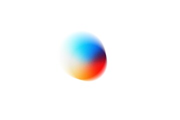 Minimal circular gradient sphere blending orange, blue, and white tones on white background, abstract orb design symbolizing balance, modern minimalism, and futuristic simplicity