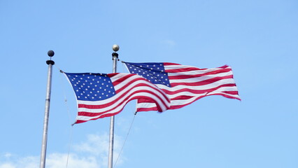 american flag on blue sky 2