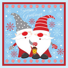 Christmas card with cute gnomes
