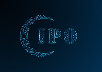Low poly letter logo IPO design. IPO letter logo low poly vector design on blue color gradient background. IPO logo low poly design