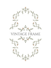 Vintage rame. Hand drawn classic floral pattern.
