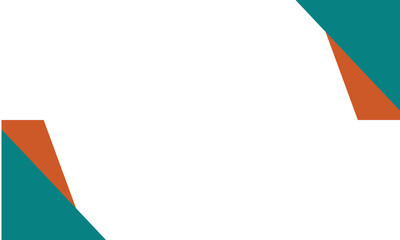 Abstract geometric background with teal and orange corner shapes on a white backdrop. Modern minimalist layout suitable for banner, presentation, or business design template use.