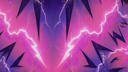 Electric Pink Abstract with Lightning and Dark Triangles.
