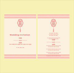 Chinese wedding invitationw with calligraphy 囍 (shuang xi) meaning is double happiness. Vector illustration design. Eps 10.