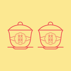 Chinese calligraphy 囍 (shuang xi) meaning is double happiness. Chinese traditional ornament design. The Double Happiness symbol has traditionally been associated with marriage. Eps 10.