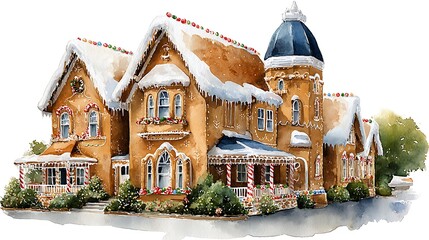 Watercolor masterpiece: Enchanting gingerbread house Watercolor Hygge and Hearth Whimsical Woodland Storybook