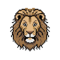 Pixelated lion head illustration for design element