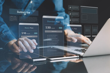 Subscribe plan with ai platforms device.Deep learning with intelligence digital software