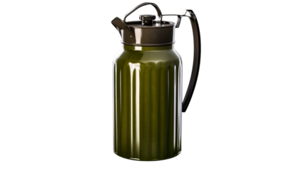 Vintage Army Green Metal Thermos with Handle