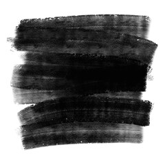 Black brush stroke texture abstract painted element isolated on white background for design and creative projects