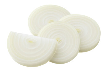 Isolated fresh white onion slices ready for cooking to add delicious flavor to a recipe