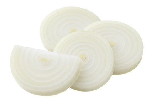 Isolated fresh white onion slices ready for cooking to add delicious flavor to a recipe