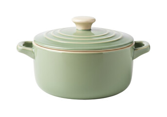 Isolated ceramic casserole dish with lid, kitchenware for cooking and serving dishes