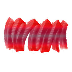 Abstract red brush stroke paint smear texture isolated design element on white background