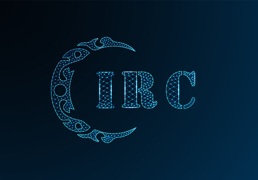 Low poly letter logo IRC design. IRC letter logo low poly vector design on blue color gradient background. IRC logo low poly design