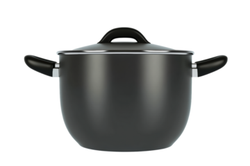 Single Black Cooking Pot With Lid and Handles