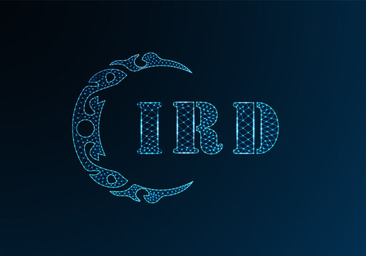 Low poly letter logo IRD design. IRD letter logo low poly vector design on blue color gradient background. IRD logo low poly design
