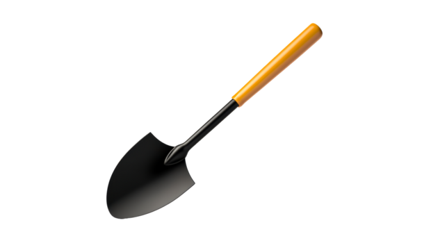 Small Hand Trowel with Orange Handle and Black Metal Blade