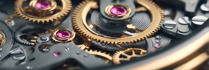 Close up of clockwork mechanism details