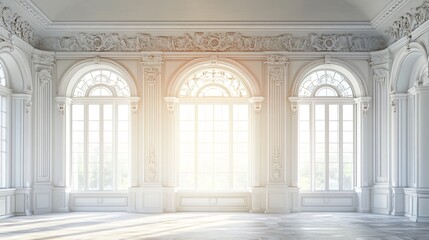 Elegant classical room with grand window