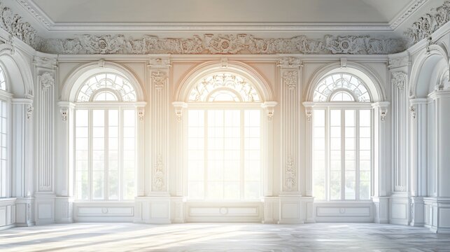 Elegant classical room with grand window