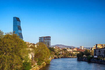 Early morning view of Tbilisi, Georgia and the Kura River