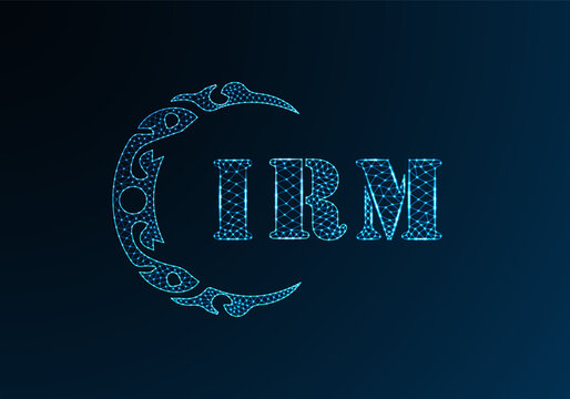 Low poly letter logo IRM design. IRM letter logo low poly vector design on blue color gradient background. IRM logo low poly design